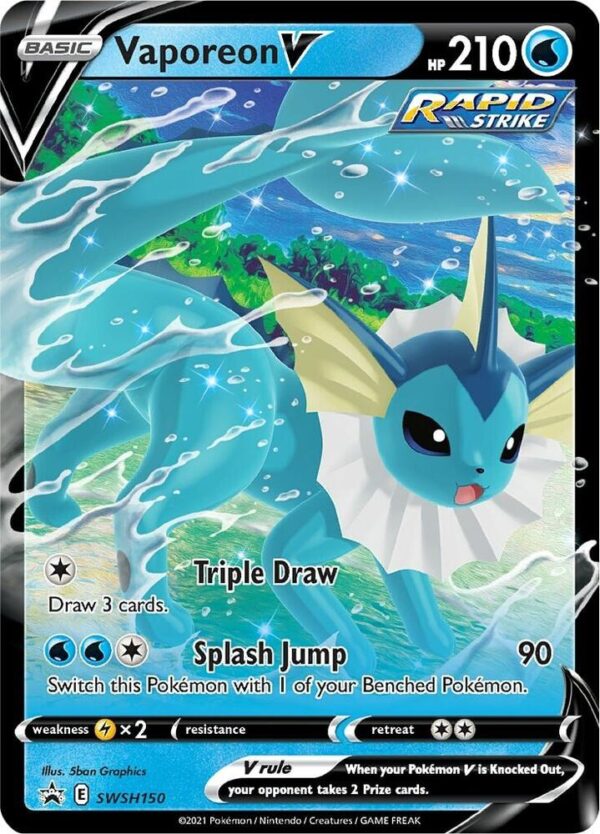 Vaporeon V SWSH150 Holofoil SWSH: Sword & Shield Promo Cards Vaporeon V SWSH150 Holofoil SWSH: Sword & Shield Promo Cards