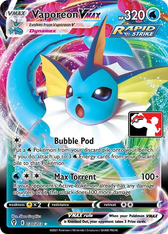 Vaporeon VMAX 030/203 Holofoil Prize Pack Series Cards Vaporeon VMAX 030/203 Holofoil Prize Pack Series Cards