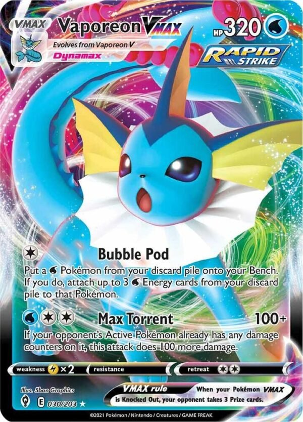 Vaporeon VMAX 030/203 Holofoil SWSH07: Evolving Skies