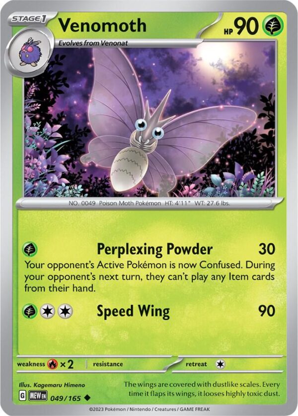 Venomoth 049/165 Reverse Holofoil SV: Scarlet & Violet 151