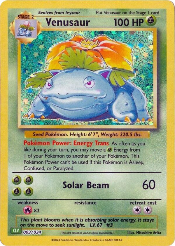 Venusaur 003/034 Holofoil Trading Card Game Classic