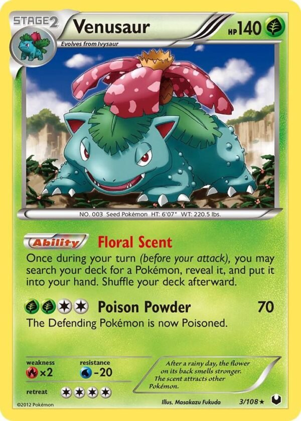 Venusaur 3/108 Reverse Holofoil Dark Explorers Venusaur 3/108 Reverse Holofoil Dark Explorers
