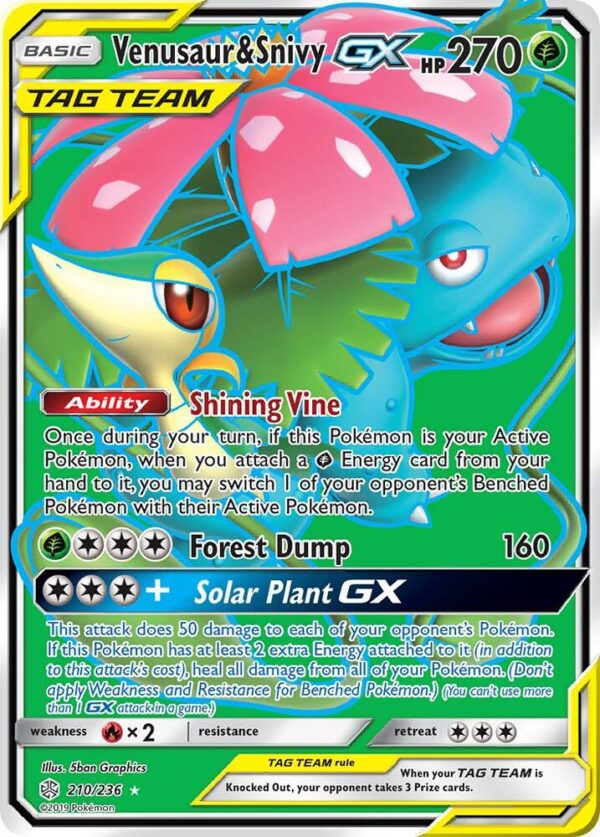 Venusaur & Snivy GX (Full Art) 210/236 Holofoil SM – Cosmic Eclipse