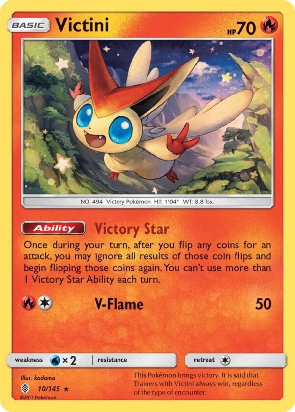 Victini 10/145 Reverse Holofoil SM – Guardians Rising Victini 10/145 Reverse Holofoil SM – Guardians Rising
