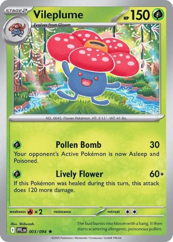 Vileplume 003/094 Holofoil ME02: Phantasmal Flames Vileplume 003/094 Holofoil ME02: Phantasmal Flames