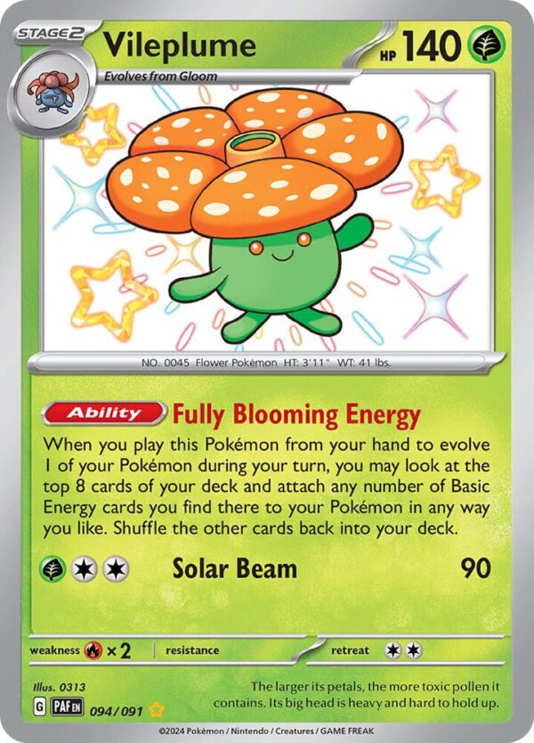 Vileplume 094/091 Holofoil SV: Paldean Fates Vileplume 094/091 Holofoil SV: Paldean Fates