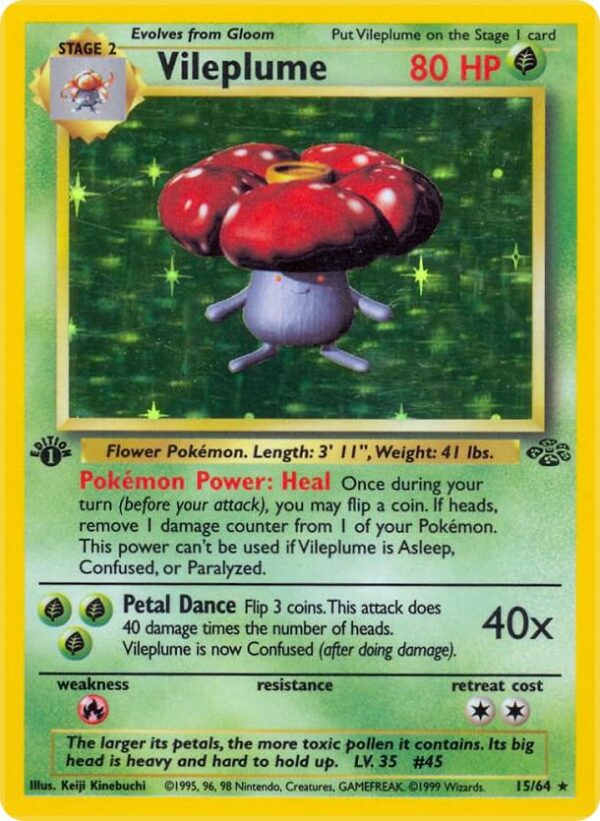 Vileplume (15) 15/64 1st Edition Holofoil Jungle