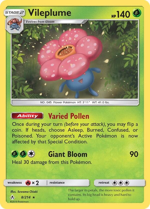 Vileplume 8/214 Reverse Holofoil SM – Unbroken Bonds