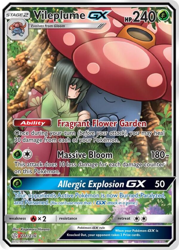 Vileplume GX (Full Art) 211/236 Holofoil SM – Cosmic Eclipse Vileplume GX (Full Art) 211/236 Holofoil SM – Cosmic Eclipse