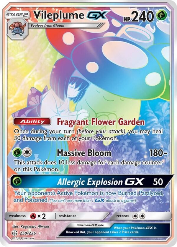 Vileplume GX (Secret) 250/236 Holofoil SM – Cosmic Eclipse Vileplume GX (Secret) 250/236 Holofoil SM – Cosmic Eclipse
