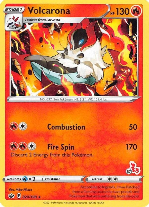 Volcarona 024/198 (#27 Cinderace Stamped) Normal Battle Academy 2022
