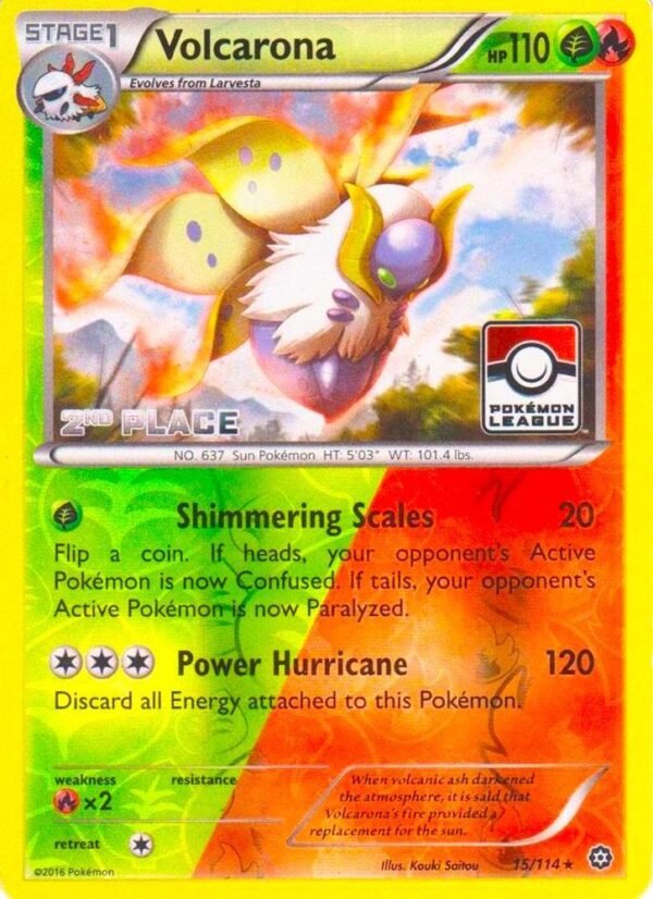 Volcarona 15/114 (Pokemon League) [2nd Place] 015/114 Reverse Holofoil League & Championship Cards