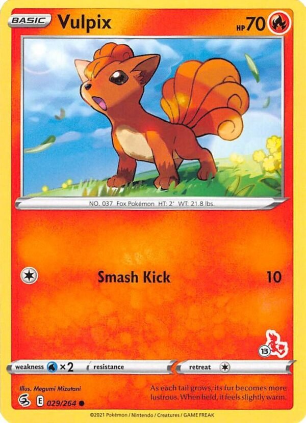 Vulpix 029/264 (#13 Cinderace Stamped) Normal Battle Academy 2022 Vulpix 029/264 (#13 Cinderace Stamped) Normal Battle Academy 2022