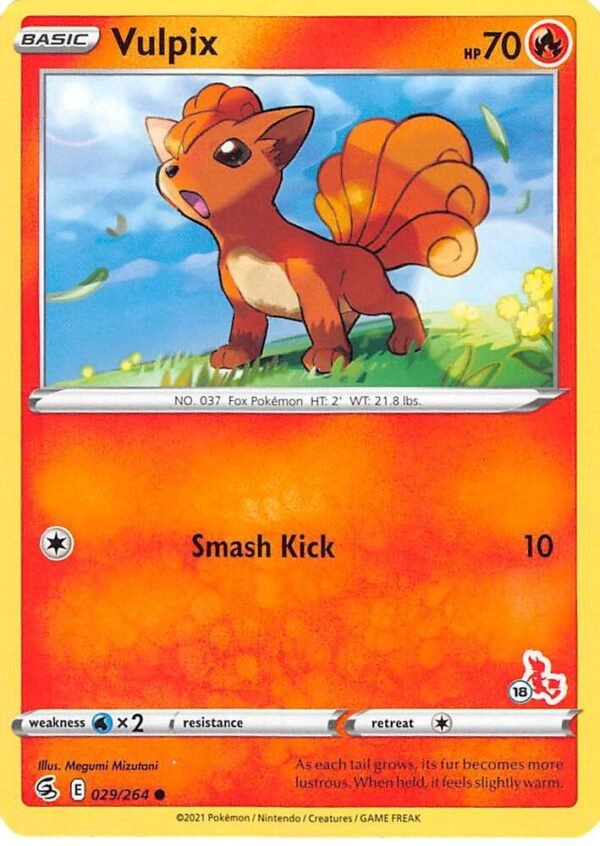 Vulpix 029/264 (#18 Cinderace Stamped) Normal Battle Academy 2022 Vulpix 029/264 (#18 Cinderace Stamped) Normal Battle Academy 2022