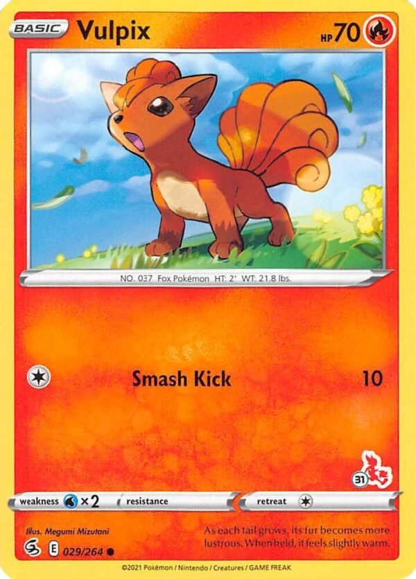 Vulpix 029/264 (#31 Cinderace Stamped) Normal Battle Academy 2022 Vulpix 029/264 (#31 Cinderace Stamped) Normal Battle Academy 2022