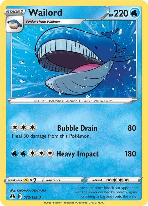Wailord 032/159 Reverse Holofoil Crown Zenith Wailord 032/159 Reverse Holofoil Crown Zenith