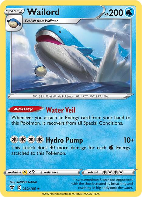 Wailord 032/185 Holofoil SWSH04: Vivid Voltage Wailord 032/185 Holofoil SWSH04: Vivid Voltage