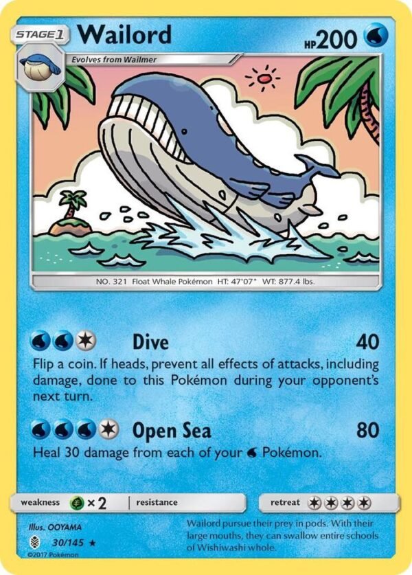 Wailord 30/145 Reverse Holofoil SM – Guardians Rising