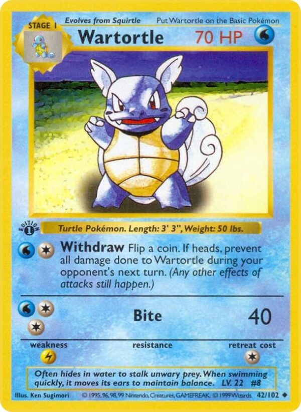 Wartortle 042/102 Unlimited Base Set (Shadowless)