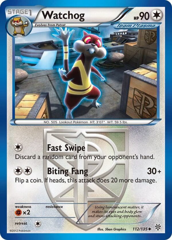 Watchog (Team Plasma) (112) 112/135 Reverse Holofoil Plasma Storm Watchog (Team Plasma) (112) 112/135 Reverse Holofoil Plasma Storm