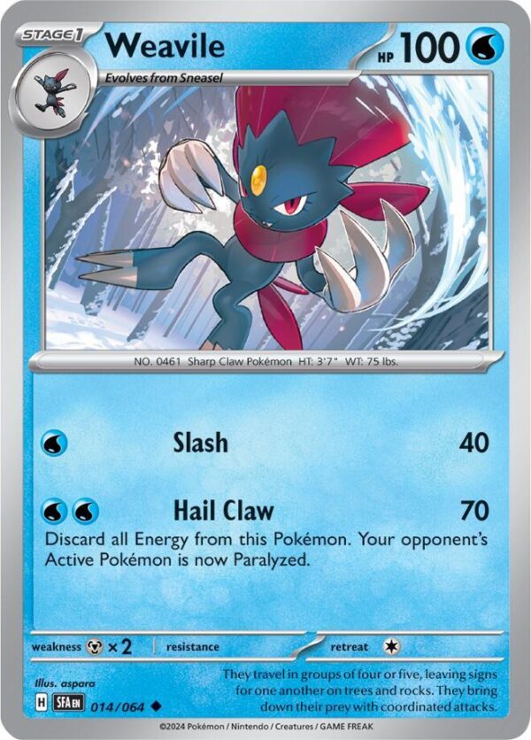Weavile 014/064 Reverse Holofoil SV: Shrouded Fable Weavile 014/064 Reverse Holofoil SV: Shrouded Fable