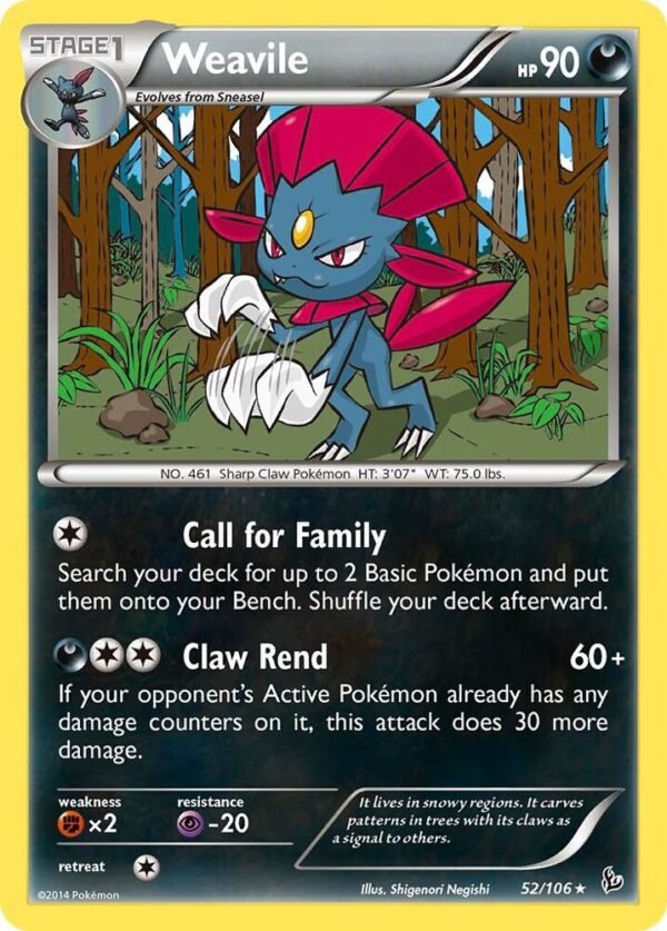 Weavile 52/106 Reverse Holofoil XY – Flashfire Weavile 52/106 Reverse Holofoil XY – Flashfire