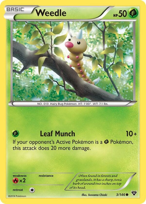 Weedle 3/146 Reverse Holofoil XY Base Set Weedle 3/146 Reverse Holofoil XY Base Set