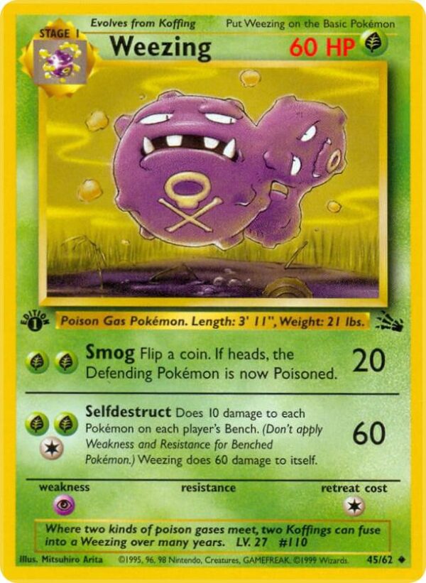 Weezing 45/62 1st Edition Fossil