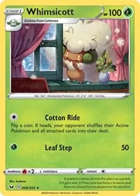 Whimsicott | 006/202 | Reverse Holofoil | SWSH01: Sword & Shield Base Set
