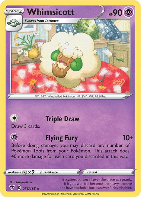 Whimsicott 076/185 Reverse Holofoil SWSH04: Vivid Voltage