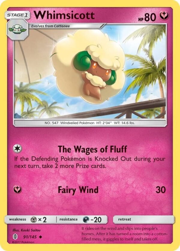 Whimsicott 91/145 Reverse Holofoil SM – Guardians Rising Whimsicott 91/145 Reverse Holofoil SM – Guardians Rising
