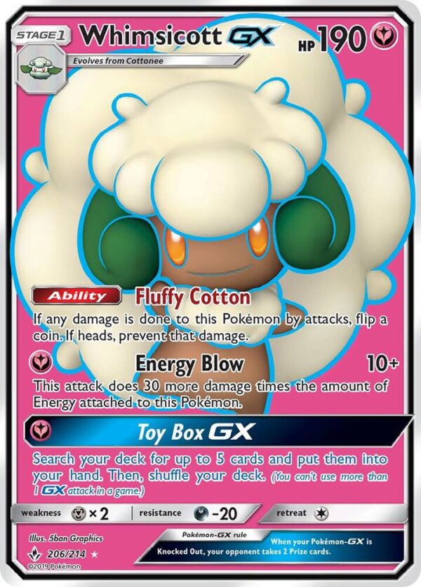 Whimsicott GX (Full Art) 206/214 Holofoil SM – Unbroken Bonds Whimsicott GX (Full Art) 206/214 Holofoil SM – Unbroken Bonds