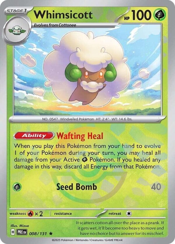 Whimsicott (Poke Ball Pattern) 008/131 Holofoil SV: Prismatic Evolutions Whimsicott (Poke Ball Pattern) 008/131 Holofoil SV: Prismatic Evolutions