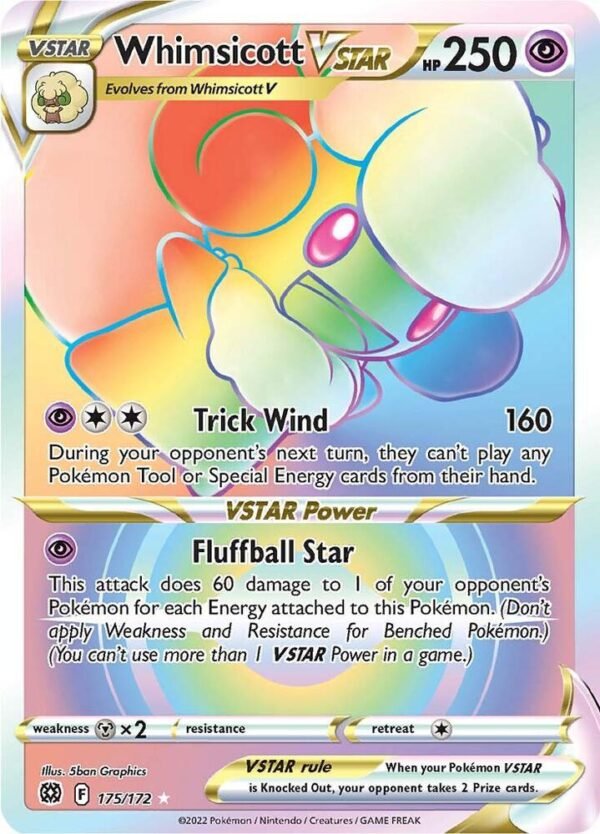 Whimsicott VSTAR (Secret) 175/172 Holofoil SWSH09: Brilliant Stars