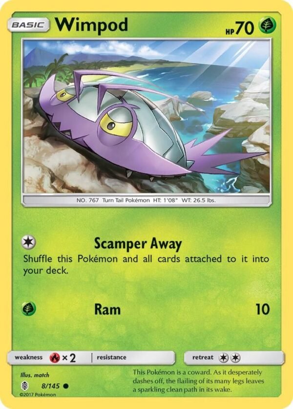 Wimpod 8/145 Reverse Holofoil SM – Guardians Rising Wimpod 8/145 Reverse Holofoil SM – Guardians Rising