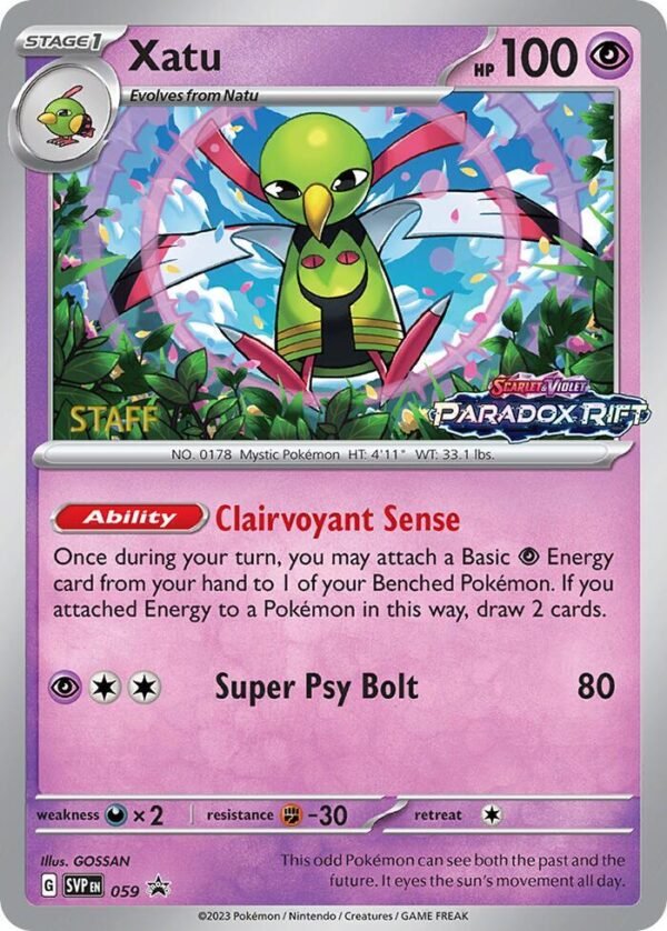 Xatu 059 (Prerelease) [Staff] Holofoil SV: Scarlet & Violet Promo Cards