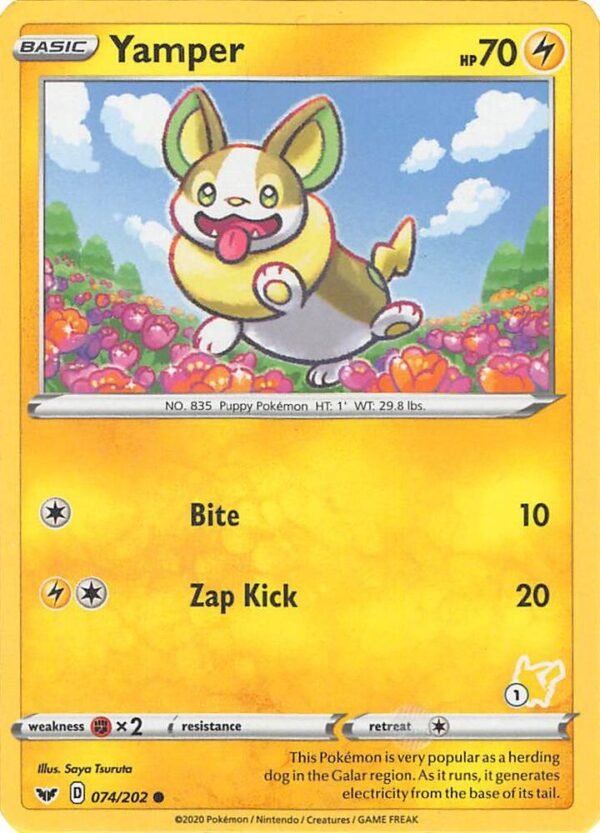 Yamper 074/202 (#1 Pikachu Stamped) Normal Battle Academy 2022 Yamper 074/202 (#1 Pikachu Stamped) Normal Battle Academy 2022