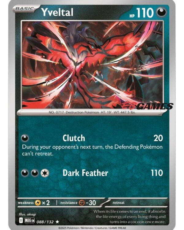Yveltal (EB Games) 088/132 Holofoil Miscellaneous Cards & Products