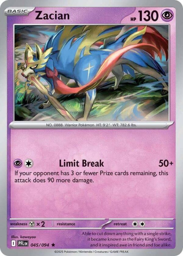 Zacian 045/094 Reverse Holofoil ME02: Phantasmal Flames