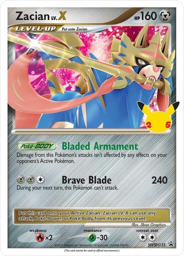 Zacian LV. X SWSH135 Holofoil SWSH: Sword & Shield Promo Cards Zacian LV. X SWSH135 Holofoil SWSH: Sword & Shield Promo Cards