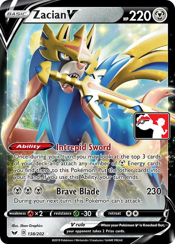 Zacian V 138/202 Holofoil Prize Pack Series Cards