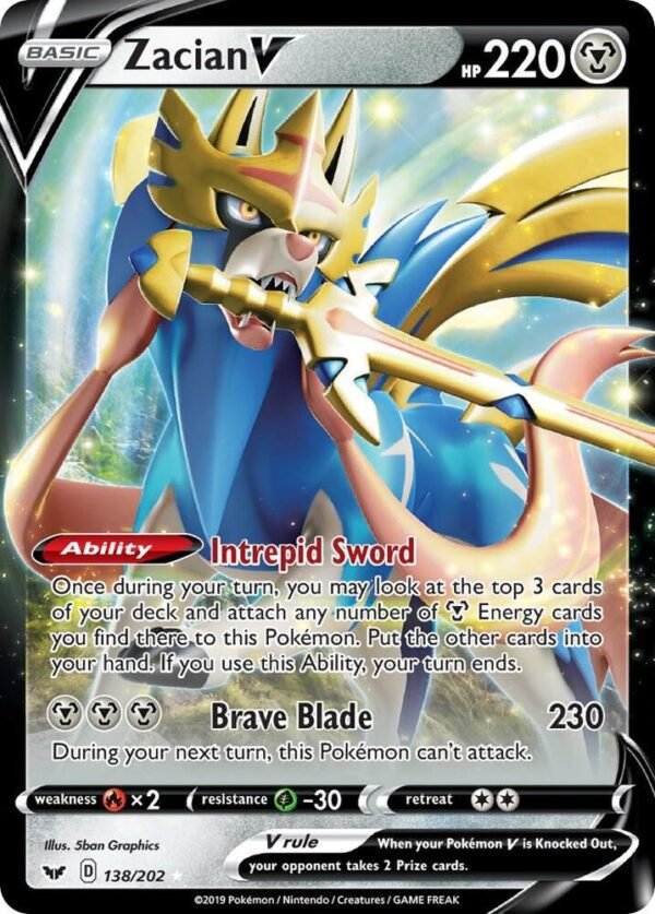 Zacian V 138/202 Holofoil SWSH01: Sword & Shield Base Set