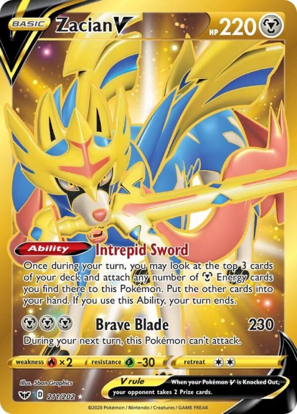 Zacian V (Secret) 211/202 Holofoil SWSH01: Sword & Shield Base Set