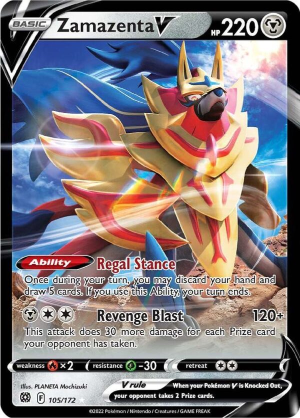 Zamazenta V 105/172 Holofoil SWSH09: Brilliant Stars Zamazenta V 105/172 Holofoil SWSH09: Brilliant Stars
