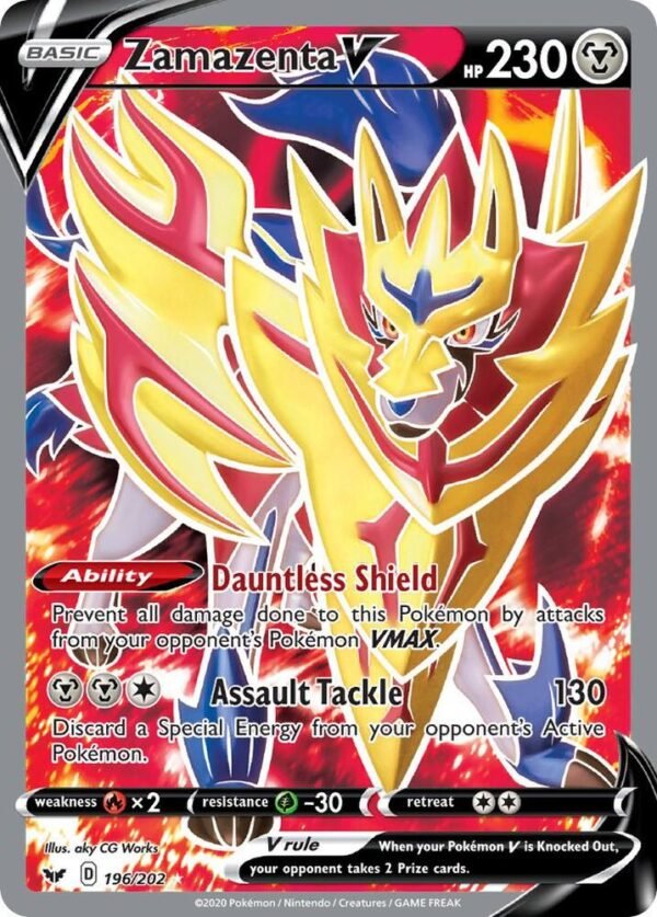 Zamazenta V (Full Art) 196/202 Holofoil SWSH01: Sword & Shield Base Set