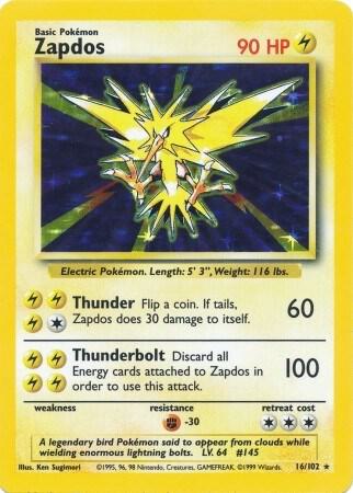 Zapdos 016/102 Holofoil Base Set