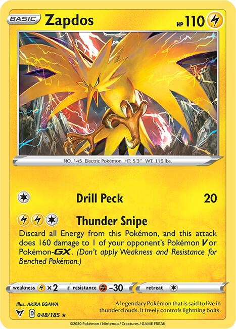 Zapdos 048/185 Holofoil SWSH04: Vivid Voltage Zapdos 048/185 Holofoil SWSH04: Vivid Voltage