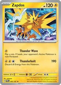 Zapdos | 065/167 | Holofoil | SV06: Twilight Masquerade Zapdos | 065/167 | Holofoil | SV06: Twilight Masquerade