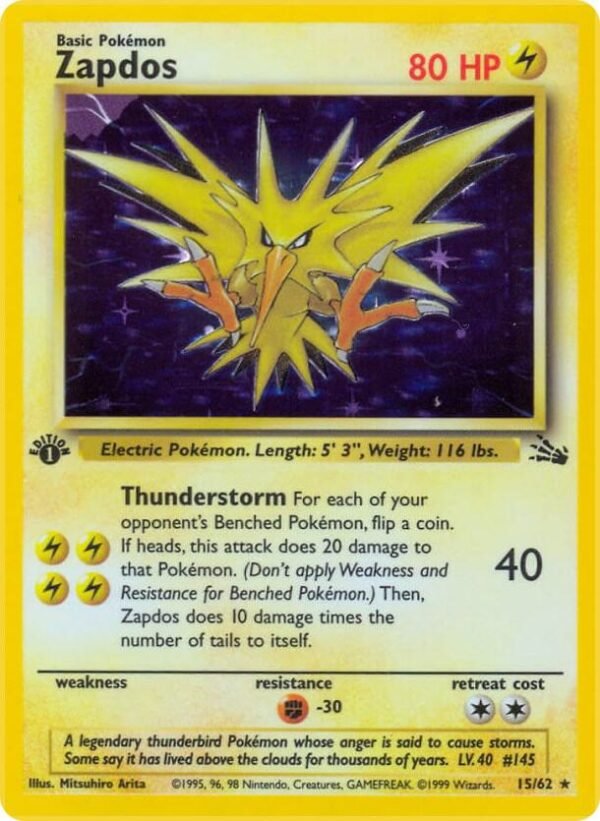 Zapdos (15) 15/62 1st Edition Holofoil Fossil
