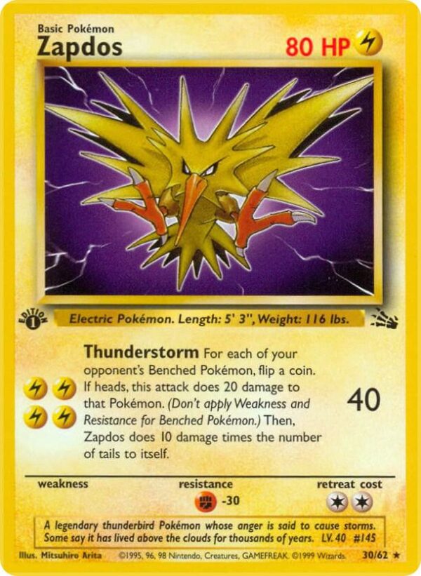 Zapdos (30) 30/62 Unlimited Fossil Zapdos (30) 30/62 Unlimited Fossil